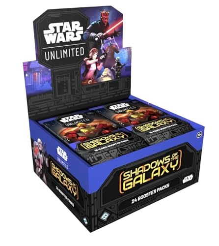 Star Wars: Unlimited Display – Shadow of The Galaxy - Booster Display - mit 24 Boostern je 9 Karten - ENGLISCH + Heartforcards® Versandschutz von HEART FOR CARDS