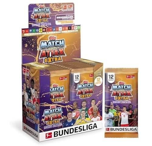 Topps Bundesliga Match Attax EXTRA 2023/24 - Display mit 24 Tüten + Heartforcards® Versandschutz von HEART FOR CARDS