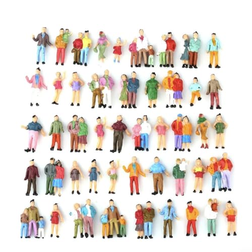 HEBEOT 100 Stück bemalte Figuren im Maßstab 1:50, das Simulationsmodell von bunten Menschen, die verwendet werden, um ein Modell mit Sandtischmodell zu bauen von HEBEOT
