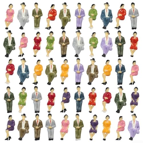 HEBEOT 50PCS 1:32 Scale Painted Figures, 4 Different Poses Model People Track Trains Architectural Railway Layout, O1950WK891PRI36OWYC878P von HEBEOT