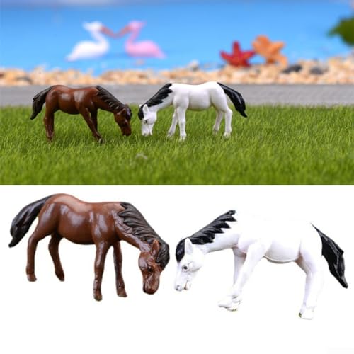 HEBEOT Miniatur-Pferde-Figuren für Puppenhäuser, Moos-Micro-Landschaftsdekoration, 2-teiliges Set von HEBEOT