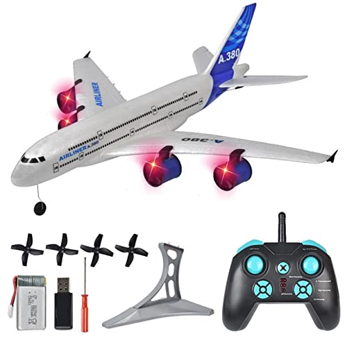 HEBXMF RC-Flugzeug, ferngesteuertes Passagierflugzeug, RC-Drohne, Spielzeug, RC-Flugzeug, viermotoriges RC-Flugzeug, 2,4 GHz, ferngesteuertes Flugzeug, EPP, sturzsicheres RC-Flugzeug, Geschenk für Flu von HEBXMF