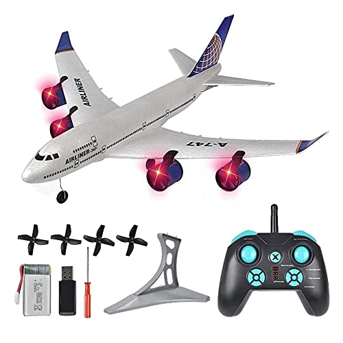 HEBXMF Rc Flugzeug Spielzeug Flugzeug 747 Modell RC Verkehrsflugzeug Vier Motor RC Flugzeug 2,4 GHz EPP Fernbedienung Flugzeug Fallsicher RC Drohne Für Anfänger Jungen Und Mädchen Geschenke von HEBXMF