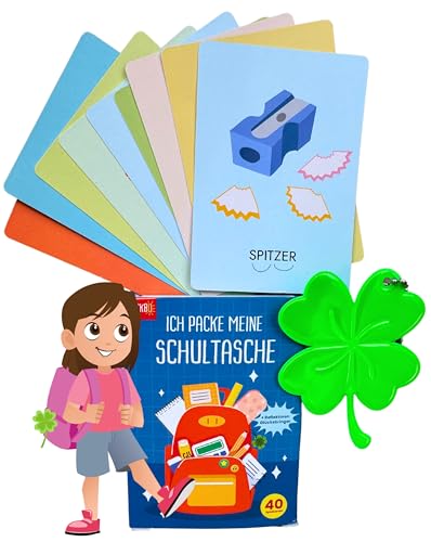 HECKBO Kinder Kartenspiel Ich packe Meine Schultasche – Gedächtnisspiel ab 5 Jahre Einschulung Geschenk Kinder Lernspiel Karten mit Silbentrennung Konzentrationsspiel für Zuhause & Schule Spiel HECKBO Kinder Kartenspiel Ich packe Meine Schultasche – Gedächtnisspiel ab 5 Jahre Einschulung Geschenk Kinder Lernspiel Karten mit Silbentrennung Konzentrationsspiel für Zuhause & Schule Spiel von HECKBO
