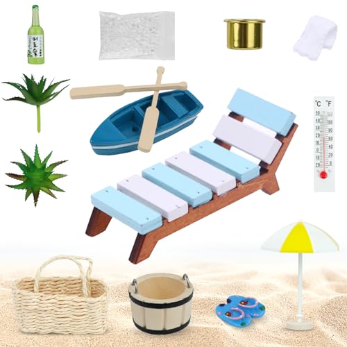 HEDMON Miniatur Deko Sauna Zubehör Set,14 Stück Wellness Deko Zubehör Geschenk Spa Sauna Geschenkidee Strand Mikrolandschaft für Wellness Gutscheine und Geldgeschenk DIY Deko Mini Gartenmöbel von HEDMON