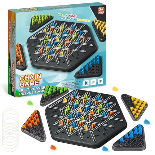 Triggle-Spiel, interaktives Steckspiel, Dreiecksschachbrett-Strategie-Brettspiel, Desktop-Brettspiel, klassisches Strategie-Steckbrettspiel zum Sammeln für Familienfeiern mit Kindern und Erwachsenen von HEDUOBA