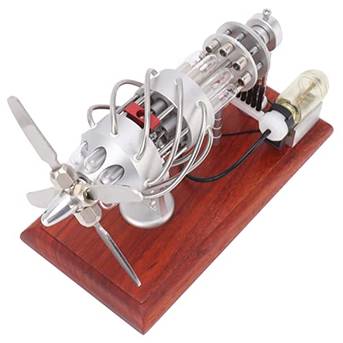 16-Zylinder-Heißluft-Stirlingmotor-Modell für Wissenschaftsbegeisterte, Lernspielzeug aus Edelstahl für Körperliches Lernen, Mahagoni von HEEPDD