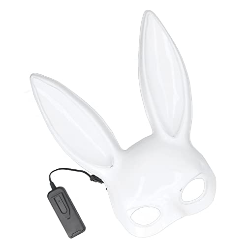 HEEPDD Hasen-Halbgesichtsmaske, stressfreie Hasenmaske, aus leichtem Kunststoff, batteriebetrieben, für Geburtstage (mit fluoreszierendem grünem Licht) von HEEPDD