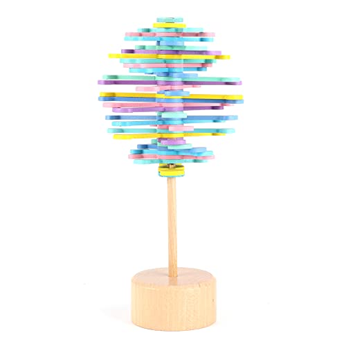 Holz Spiral Lollipop Spielzeug, Holz Stressabbau Spielzeug Dekompression Zauberstab Sequenz Spielzeug Dekoration für Kinder(Macaron) von HEEPDD