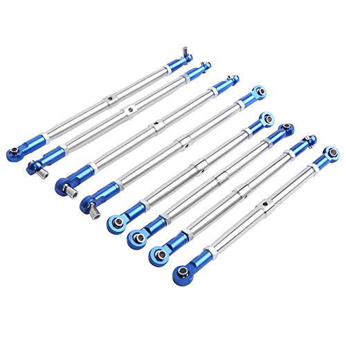 Verstellbares Verbindungsglied aus Metall, Outdoor-Produkte, Modellauto-Zubehör, Stange, RC-Auto-Zubehör für 1/10 EREVO2.0 5319X 5338R, Blau, Silber, 8 Stück von HEEPDD