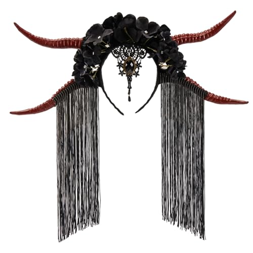 HEEZOU Gothics Ziege Hornhaarhoop Mit Für Cosplay Party Halloween Kostüm Haarband Erwachsener Maskerade Party Stirnband von HEEZOU