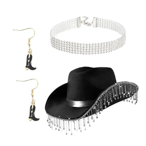 HEEZOU Halsband Cowgirls Ohrringe Thema Party Kostüm Set Bühne Foto Requisiten Party Requisiten Cowgirls Kostüm 3PCS von HEEZOU