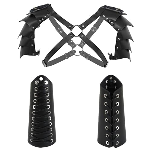 HEEZOU Mittelalterliches Ritterkostüm Set Gürtel Rüstung Handgelenk Lederarmschienen Zubehör Für Halloween Party Cosplay von HEEZOU