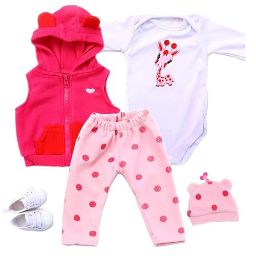 HEGAZY Reborn Baby-Puppen-Outfit-Set, Kleidung für Kleinkinder, Neugeborene Puppenkleidung Rosa 18 Zoll -24 Zoll von HEHUZY