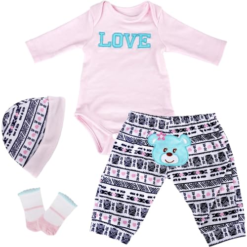 HEHUZY Reborn Babypuppen Kleidung Set, passend für 20-22 Zoll Puppen, 4 teilig (Rosa) von HEHUZY