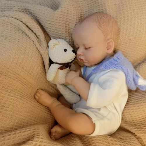 HEHUZY Reborn Puppe 20 Zoll 50 cm Mit Körper Weiches Silikon Lebensechte Baby Newborn Geschenk Sieht aus wie EIN echtes Babypuppen (Jungen Schlafendes Augen) von HEHUZY