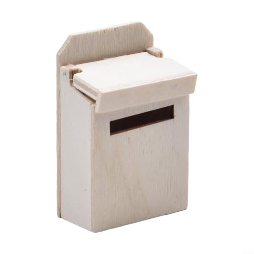 Mini-Briefkasten-Modell aus Holz für Miniatur-Szenen. Verleihen Sie Ihrer Puppenhaus-Sammlung Charakter mit diesem einzigartigen Design (natürliche Farbe) von HEIBTENY