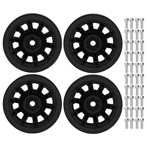 HEITIGN Beadlock Wheel Rc Car Beadlock Wheels Rc Cars Wheel Replacementmet Plastic Beadlock Wheel for 1/10 Rc Car Wheel Replacement for Rc Car 1.9in Wheel Rims Rc Beadlock Wheels Felgen (Schwarz) von HEITIGN