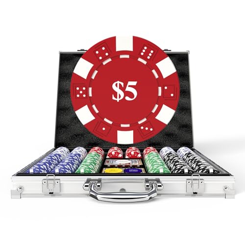 HEITOK Poker Chips Set – 500 Stück Casino-Chips, 11,5 g Poker Set mit Zahlen und Aluminiumkoffer, Wasserdicht, für Texas Hold'em & Blackjack von HEITOK