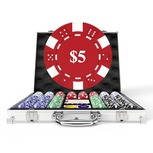 HEITOK Pokerchips-Set mit Wertangaben, 500 Stück, 11,5 Gramm, nummerierte Chips mit Aluminiumkoffer, von $1 bis $500 für Blackjack & Casinospiele von HEITOK