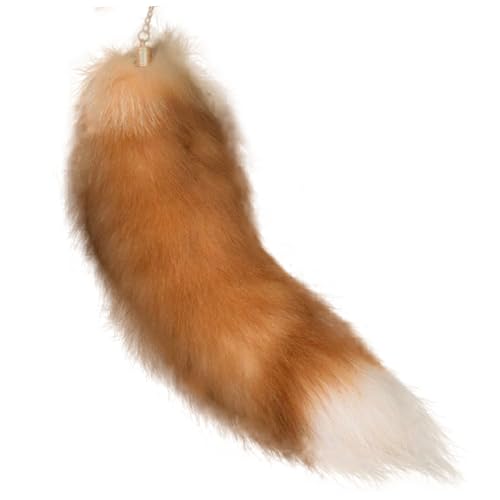 HEKARBAMILL Faux Therian Tail, 15-15,8 Zoll Fuchs Schwanzschlüsselkette, modische Flauschige pelzige Schwanz, schöne Faux-Pelz-Schwanz-Cosplay-Spielzeug 5 Spiele Vorräte von HEKARBAMILL