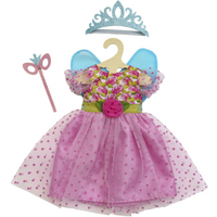 HELESS 1440 Puppenkleid Prinzessin Lillifee mit Glitzerkrone und Augenmaske, 3-teilig, Gr. 28-35 cm von HELESS