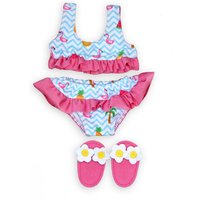 HELESS 199 Puppen-Bikini "Flamingo Ella" mit Badeschläppchen, Gr. 28-35 cm von HELESS