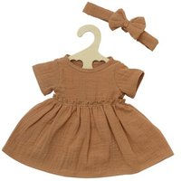 HELESS 2425 Puppenkleid aus 100 % Bio-Baumwolle mit Rüschen und Haarband, karamell, 2-teilig, Gr. 35-45 cm von HELESS