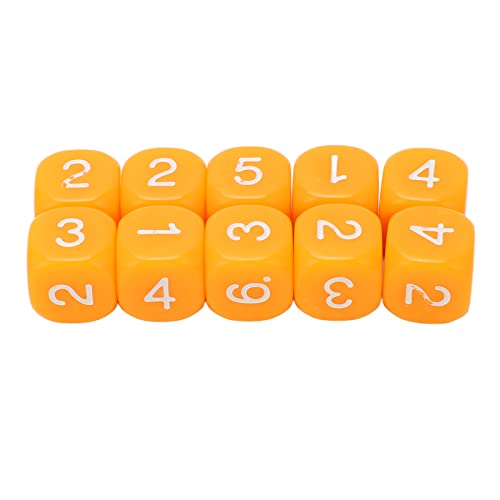 HELEVIA 20PCS 6 Seiten Anzahl Würfel Runde Ecke Design Kunststoff Würfel Set Brettspiel Lehrmittel (Orange) von HELEVIA