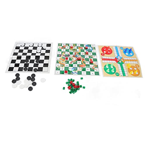 4-in-1-Brettspiele-Set, Klares Muster, Faltbar, Tragbar, Internationale Dame, Fliegendes Schach von HELEVIA