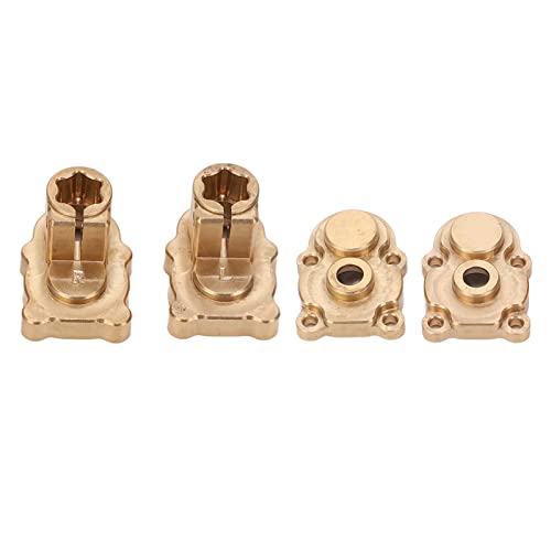 HELEVIA 2 Sets RC Car Messing Hinterachsgehäuse Verbesserte Stabilität Präzise Größe Rostfreie Hinterachsgehäuse Getriebeabdeckung FCX24 1:24 Auto (Gold) von HELEVIA