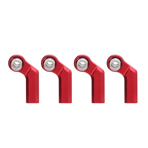 HELEVIA 4 Set RC Link Rod End Alloy M4 Gebogen CW 7 Mm Kugelgelenkkopf-Set für 1/10 Modellauto (Rot) von HELEVIA