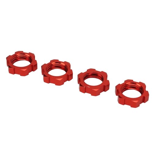 HELEVIA 4 Stück 12 Mm Bis 17 Mm Rad-Sechskant-Adapter, Professioneller RC-Sechskant-Adapter aus Aluminiumlegierung Slash Rustler Stampede 1/10 RC-Autos (Rot) von HELEVIA