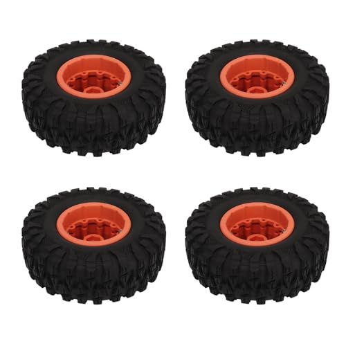 HELEVIA 4 Stück 2,2 Zoll RC Crawler Reifen mit Dreieckiger Nylonnabe RC Autoreifen Axial SCX10 90046 Redcat GEN8 (Orange) von HELEVIA