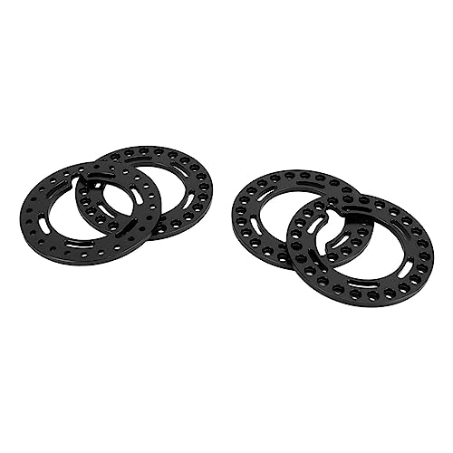 HELEVIA 4 Stück Felgensicherungsringe Aluminiumlegierung Ersatz 1,9 Zoll Felge Beadlock Ring Axial SCX10 90046 1/10 (Schwarz) von HELEVIA