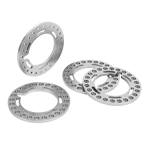 HELEVIA 4 Stück Felgensicherungsringe Aluminiumlegierung Ersatz 1,9 Zoll Felge Beadlock Ring Axial SCX10 90046 1/10 (Silber) von HELEVIA