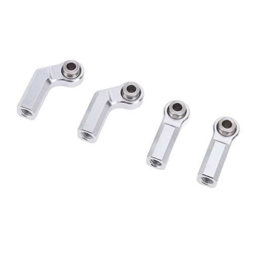 HELEVIA 4 Stücke RC Auto Kugelgelenk für 1/10 Modellauto M4 Metall CW Positive Gewinde 7,0 Werkzeug 2 Gebogene 2 Gerade (Silber) von HELEVIA