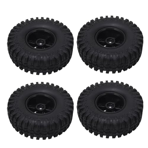 HELEVIA 4PCS 1/10 RC Off Road Auto Reifen Starker Grip 6 Löcher Rote Felge Gummi Räder Axial RC Autos von HELEVIA