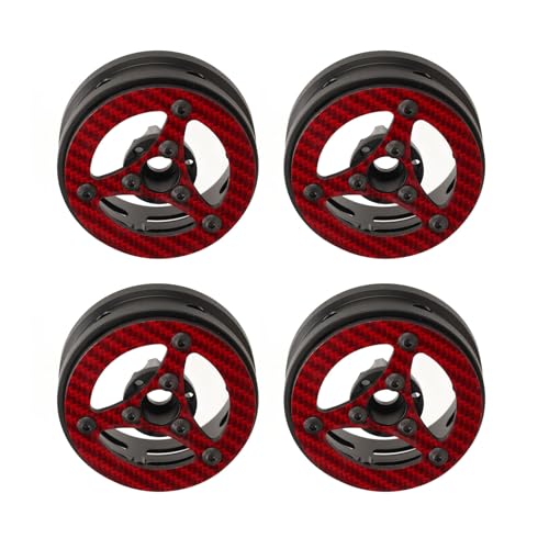 HELEVIA 4PCS 1,9 Zoll RC Rad Felgen Leichte Carbon Faser Felge Ersatz 1/10 Crawler Fernbedienung Auto (Rot) von HELEVIA