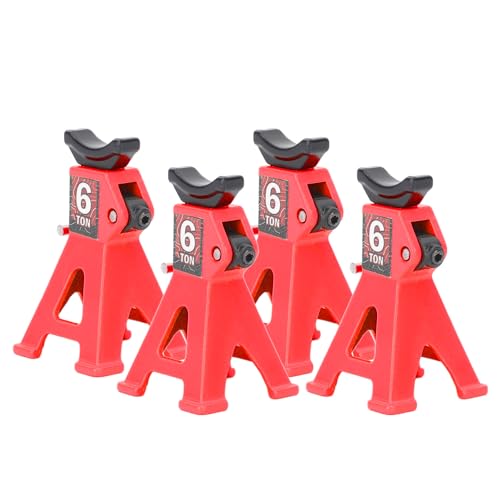 HELEVIA 4PCS Jack Stand Einstellbare Aluminium Legierung Skala Jack Stand Set 1/24 SCX24 RC Auto (Rot) von HELEVIA