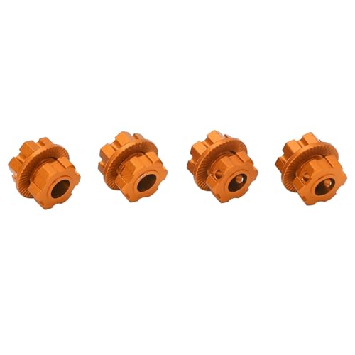 HELEVIA 4PCS RC Rad Sechskantnabe Aluminiumlegierung 17mm RC Nabenmutter Radantrieb Sechskantnabe Adapter mit Stiften RC Auto Upgrade Teile (Gold) von HELEVIA