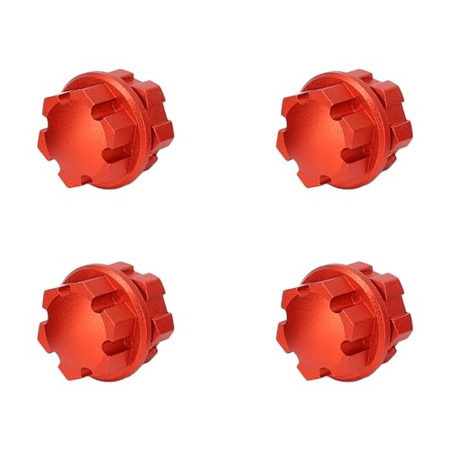 HELEVIA 4PCS RC Rad Sechskantnabe Aluminiumlegierung 17mm RC Nabenmutter Radantrieb Sechskantnabe Adapter mit Stiften RC Auto Upgrade Teile (Rot) von HELEVIA