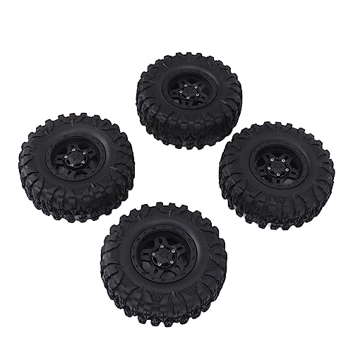 HELEVIA 4PCS RC-Reifen 2,2 Zoll Schwarzer Gummi Einfache Installation Verschleißfester RC-Car-Ersatz mit Kunststofffelge 12-mm-Sechskant-RC-Car von HELEVIA