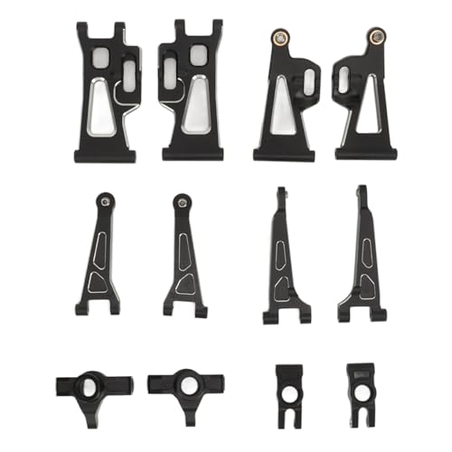 HELEVIA RC-Auto-Aufhängungsarm, Aluminiumlegierung Vorne und Hinten, Aufhängungsarm, Lenkschale, Hinterachshalter-Set, Verbesserte Teile für MJX 14210 14209 1/14 RC-Auto (Schwarz) von HELEVIA