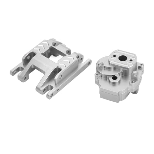 HELEVIA RC-Getriebebaugruppe, Getriebegehäuse aus Aluminiumlegierung, Getriebe und Basis 1/18 RC-Car-Upgrade-Teile (Silber) von HELEVIA