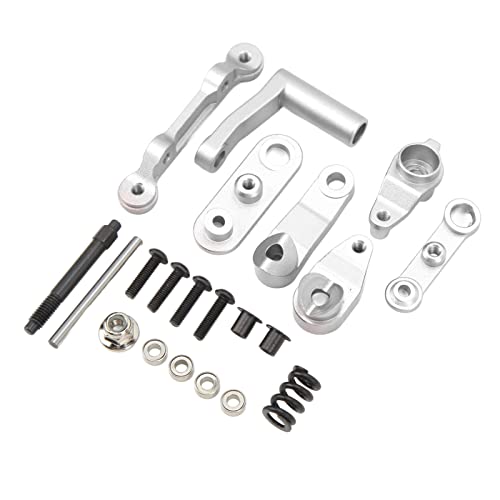 HELEVIA RC-Lenkbaugruppe aus Aluminiumlegierung, Upgrade-Teil, RC-Lenkhebel-Set LOSI Baja Rey Rock Rey 1/10 RC-Autos (Silber) von HELEVIA