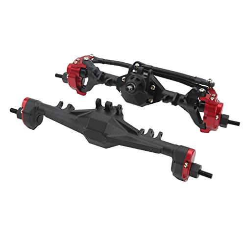 HELEVIA RC-Vorder-Hinterachse, CNC-Aluminiumlegierung, RC-Car-Vorder-Hinterachsen-Set Axial Scx10II Rgt 86100 Redcat Gen8 (Schwarz Rot) von HELEVIA