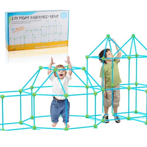 DIY Kinder Konstruktionsspielzeug, Kinder Outdoor Spielzeug Kreativ Set, DIY-Bauspielzeug, Spielzelt, Indoor Spielhaus Höhle Kinder Spielzeug Mädchen Jungen (NO.508-1 Großes Polygon 132 Stück) von HELGATALLT