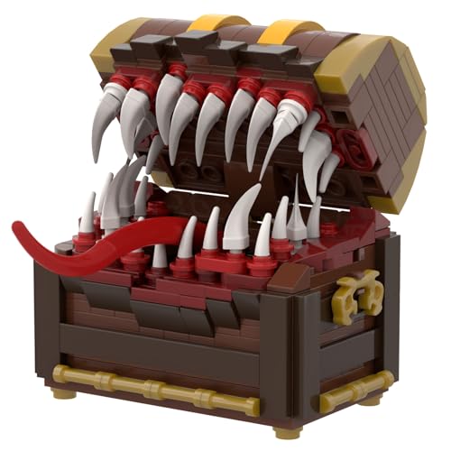 HELGATALLT Mimic Treasure Chest Monster Bauspielzeugset for Videospielfans, Kinder, Erwachsene, 330-teiliger Mimic Chest-Baustein; Schatztruhe Monster Bausatz DIY Gehirnspielzeug (A) von HELGATALLT