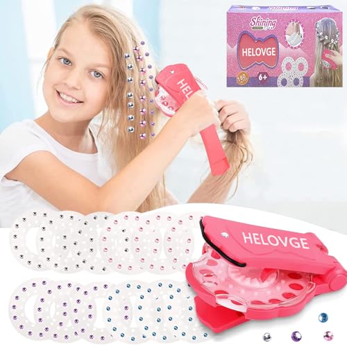 HELOVGE Hair Bedazzler Kit,Diamond Hair Machine Hair Gemstone Styler Hair Glitter Machine Haare Glitzersteine Maschine with 180 Hair Gems Haar Glitzer Gerät Strasssteine Gemstone Styler von HELOVGE